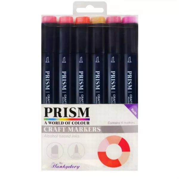 Prism Craft Markers Set 7 - Reds x 6 Pens, Hunkydory