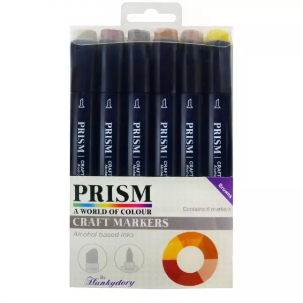 Prism Craft Markers Set 11 - Browns x 6 Pens, Hunkydory