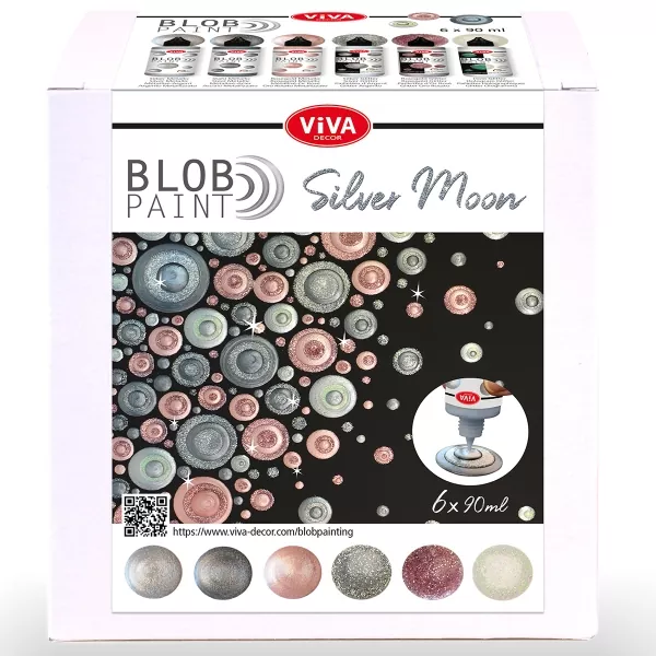 Viva-Decor, Blob Paint FarbSet Silver Moon, 6 Farben, 6 x 90 ml