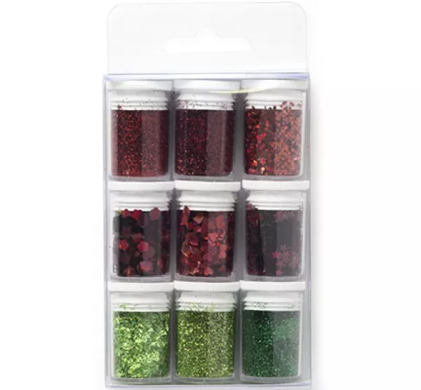 Christmas Glitter Set, 9-teilig, sortiert