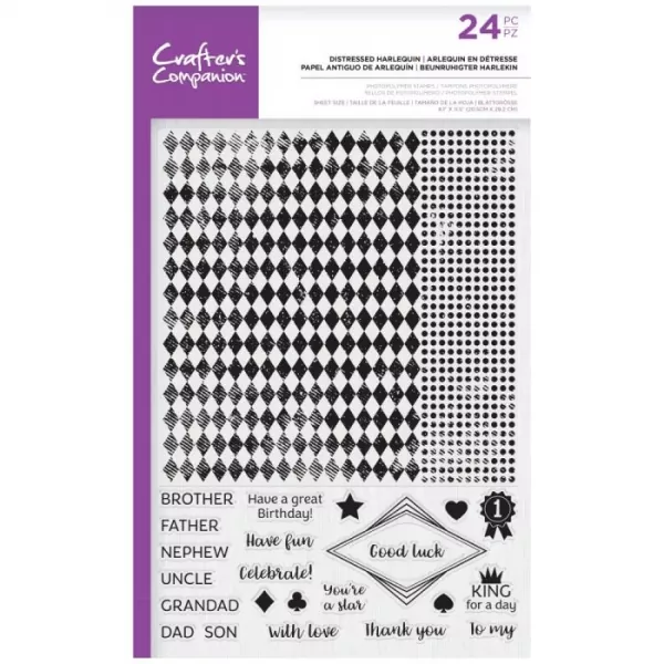 Crafter's Companion Photopolymer Large Background Stamp - Distressed Harlequin