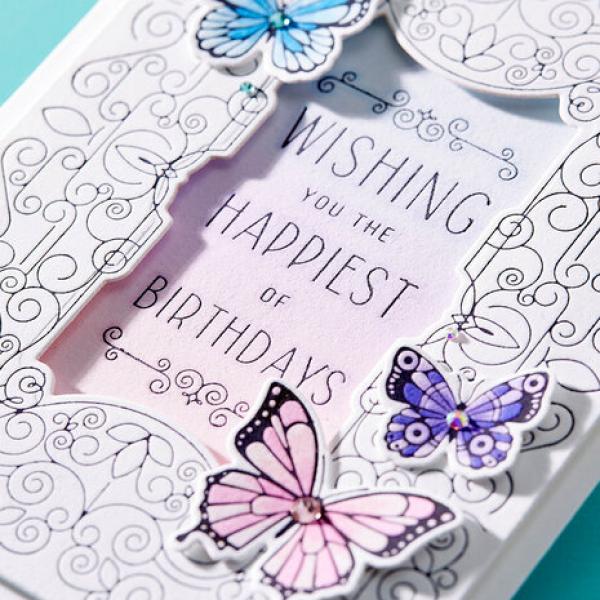 Spellbinders, Better Press Swirl Birthday Frame Press Plate & Die Set