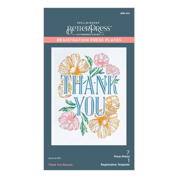 Spellbinders, BetterPress Thank You Blooms Registration Press Plates