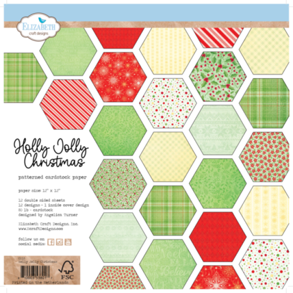 Elizabeth Craft Designs, Holly Jolly Christmas 12x12 Inch Patterned Cardstock Paper