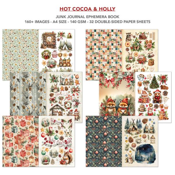 Ciao Bella, Hot Cocoa & Holly A4 Junk Journal Ephemera Book