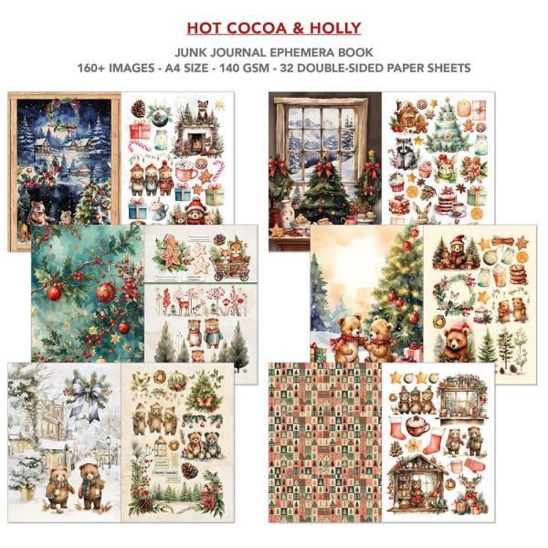 Ciao Bella, Hot Cocoa & Holly A4 Junk Journal Ephemera Book