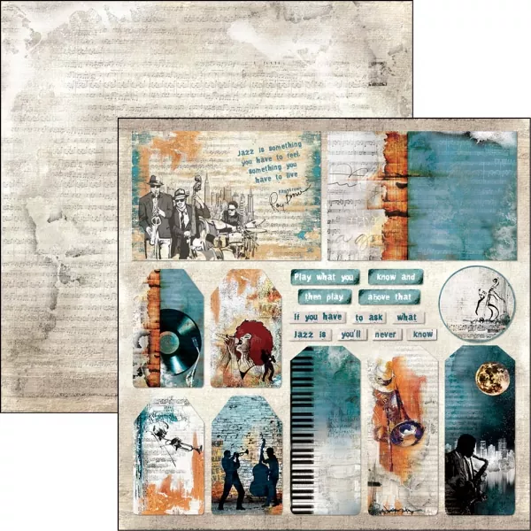 Scrapbooking Paper Sheet Blue Note, Ciao Bella