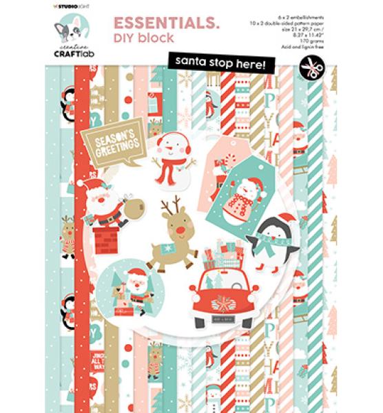 CraftLab, Paper pad Santa stop here Essentials nr.35