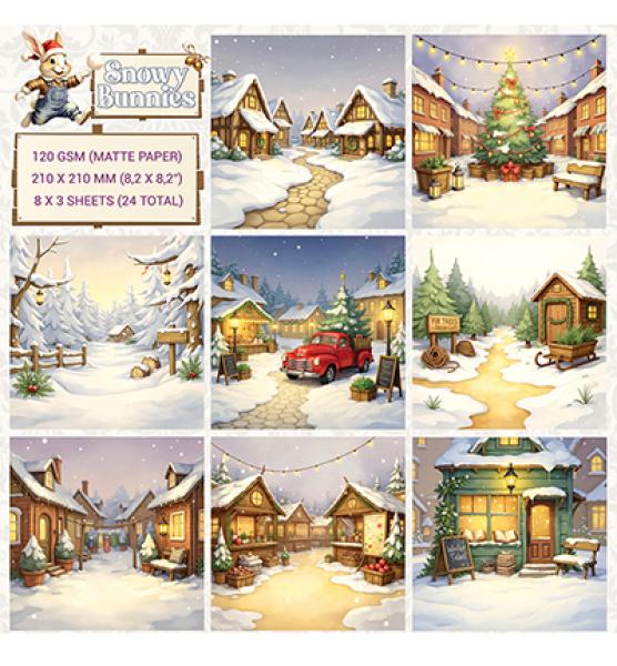 Creatief Art, Snowy Bunnies 8x8 Inch Paper Pack 01