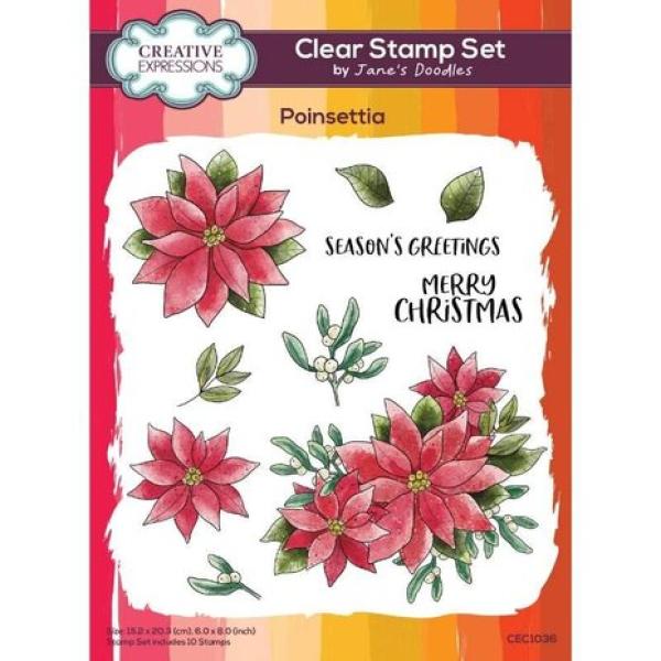 Creative Expressions, Jane's Doodles Clear Stamp Set Poinsettia