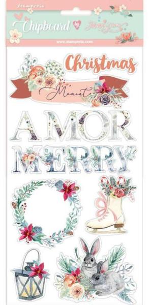 Stamperia, Chipboard 15x30cm Amor Merry Christmas