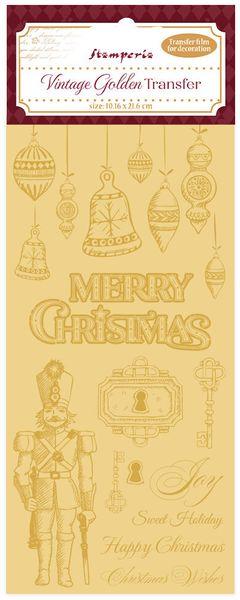 Stamperia, Vintage Golden Transfer Merry Christmas