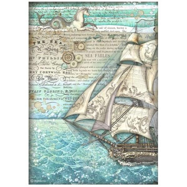 Stamperia, Songs of the Sea A4 Rice Paper Sailing Ship