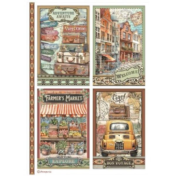Stamperia, Art of Travelling A4 Rice Paper Selection