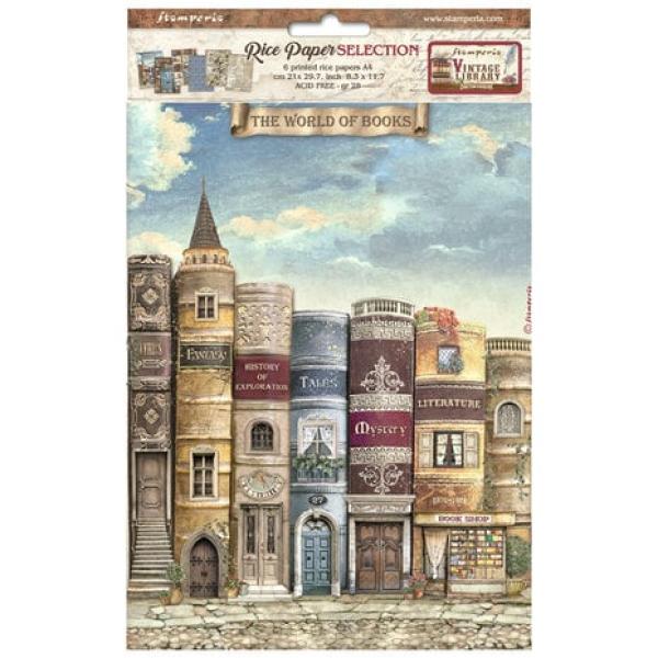 Stamperia, Vintage Library A4 Rice Paper Selection