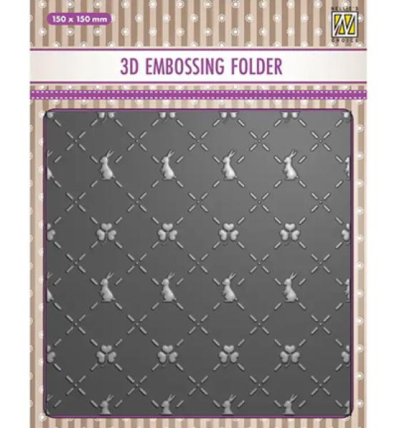 Nellie's Choice 3D Embossing Folder Bunny's and Clovers