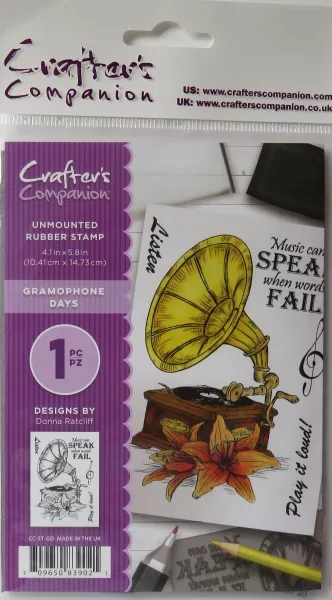Unmounted Rubber Stamp Gramophone Days, Crafters Companion