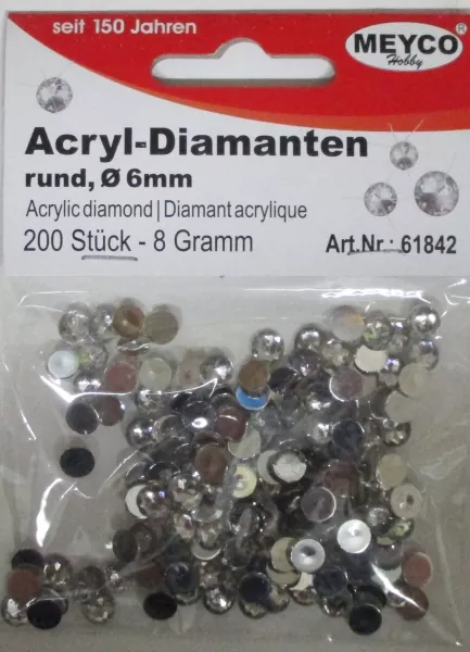 Acryl Diamanten, 8 g, ca 200 Stück, Meyco