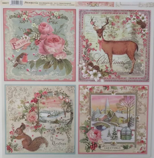 Stamperia, Scrapbook Bogen Pink Christmas