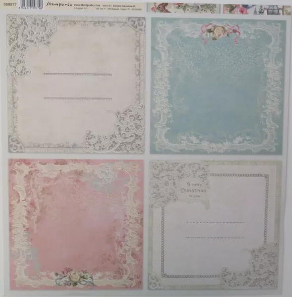 Doppelseitiger Scrapbook Bogen Pink Christsmas, Stamperia