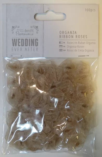 Organza Rosen hellbeige/gold