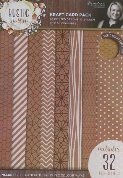 Sara Signature Rustic Wedding A4 Printed Kraft Card Pad, Crafters Companion