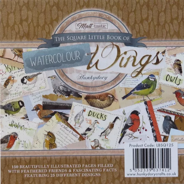 The Square Little Book of Watercolour Wings, Vögel, Hunkydory