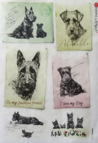 Decoupage Rice Papier, Hunde 2, Paper Designer