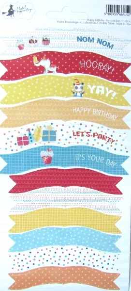 Piatek13 - Aufkleber Blatt Party Happy Birthday 01