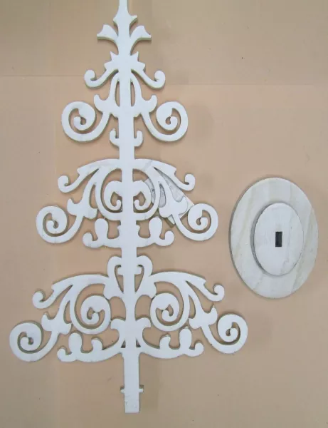MBI, Holz Deko Baum,weiß, Lasercut