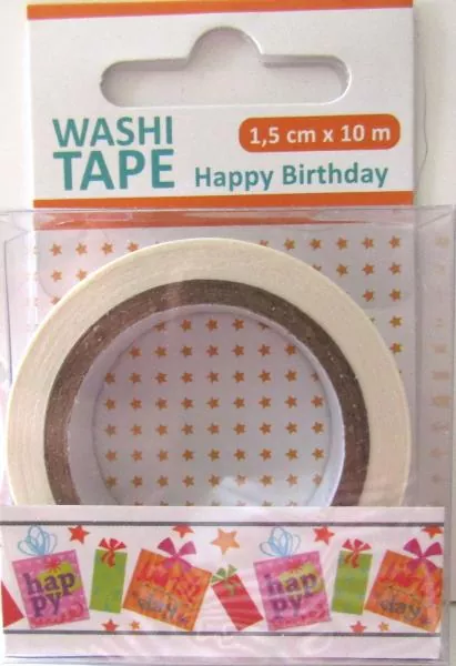 Washi Tape, Happy Birthday, 10 m