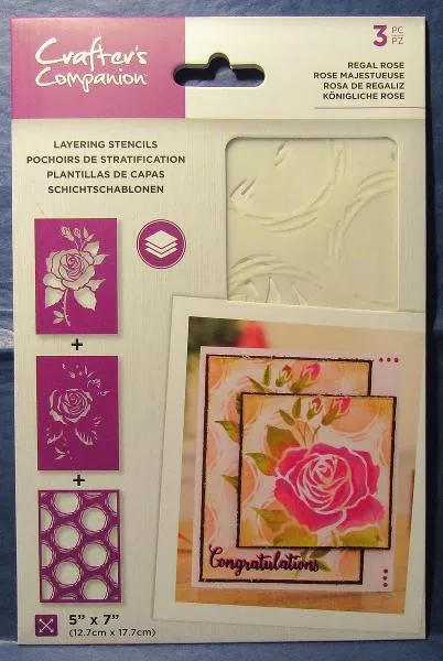 Crafters Companion, Layering Stencils, Regal Rose