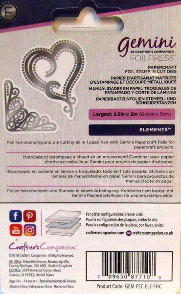 Crafters Companion, Die Foil Stamp cut Dies Swirling Heart and Corner