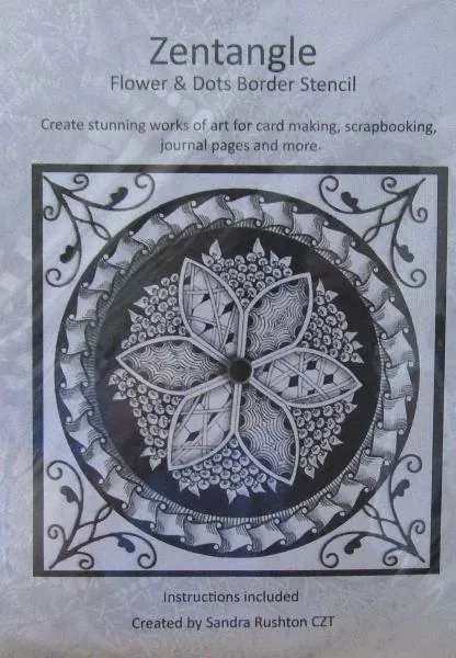 Sandra Rushton, Stencil , Zentangle Flower and Dots Border Stencil