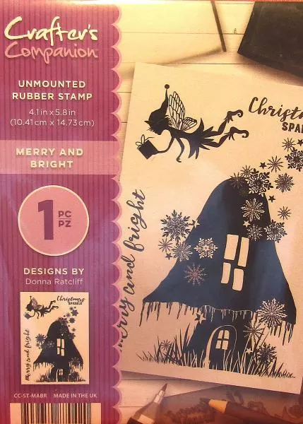 Crafters Companion, Unmounted Rubber Stamp Christmas Merry and Bright