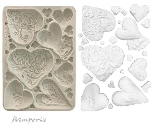 Stamperia, Alice in Christmas A5 Silicon Mould Simple Hearts