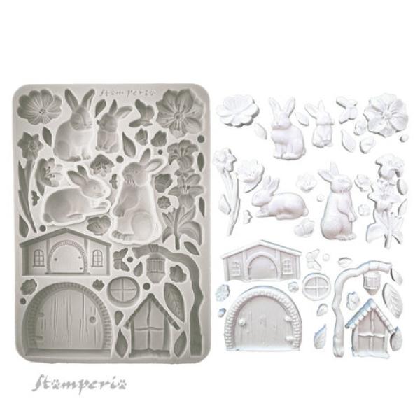 Stamperia, Rabbit and Flowers A5 Silicon Mould
