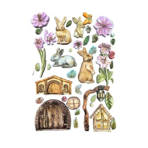 Stamperia, Rabbit and Flowers A5 Silicon Mould