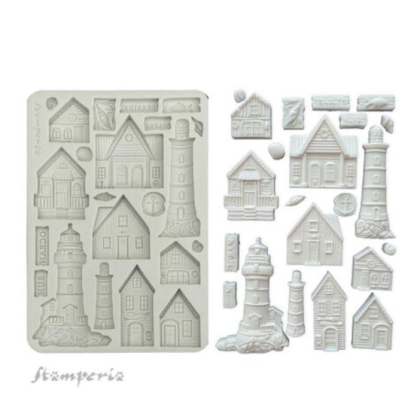 Stamperia, Silent Sea A5 Silicon Mould Houses and Lighthouse