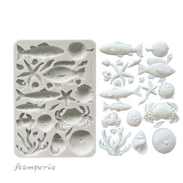 Stamperia, Silent Sea A5 Silicon Mould Shells and Fish