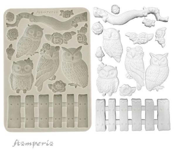 Stamperia, The Owl's House A5 Silicon Mould Owls and Branch