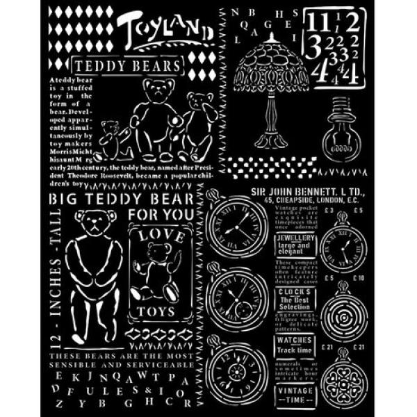 Stamperia, Brocante Antiques Thick Stencil Teddy Bear