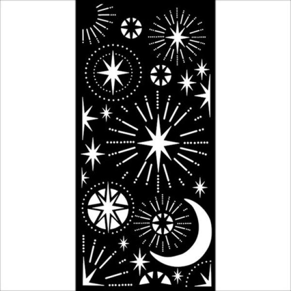Stamperia, Christmas Mixed Media Thick Stencil Christmas Stars and Moon