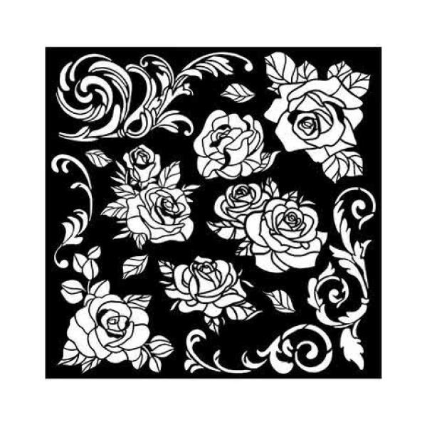 Stamperia, Shabby Rose Thick Stencil Rose Pattern