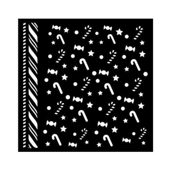 Stamperia, Candy Christmas Thick Stencil Candycanes Pattern