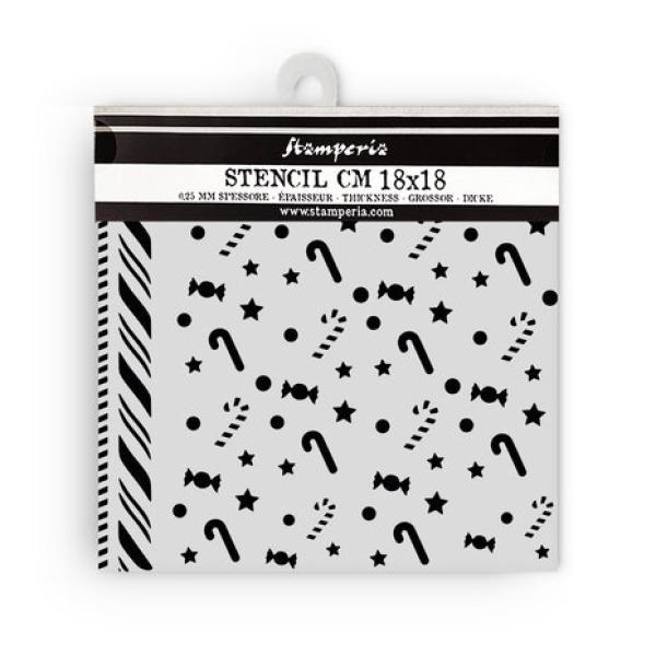 Stamperia, Candy Christmas Thick Stencil Candycanes Pattern