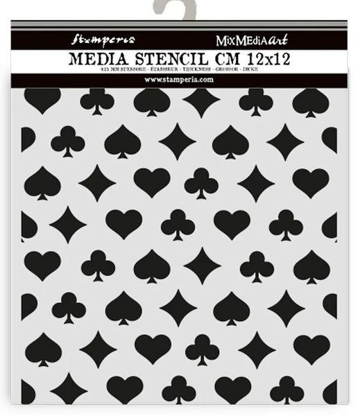 Stamperia, Alice in Christmas Thick Stencil 12x12cm Poker Cards
