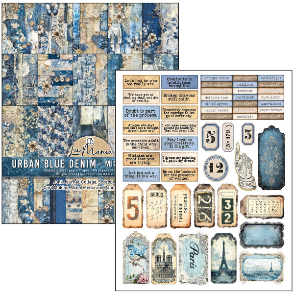 Ciao Bella, Urban Blue Denim A4 Maxi Mixed Media Book
