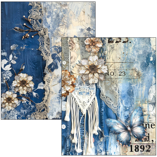Ciao Bella, Urban Blue Denim A4 Maxi Mixed Media Book