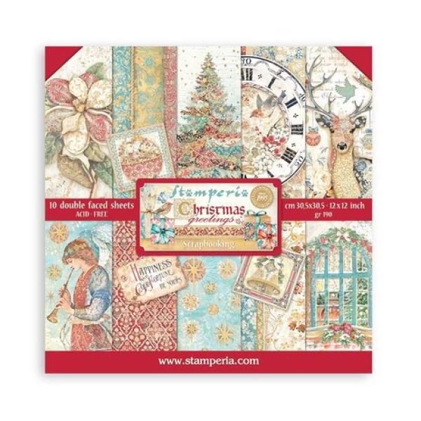 Stamperia, Christmas Greetings 12x12 Inch Paper Pack